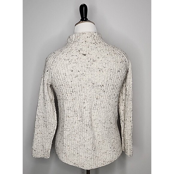 Madewell Donegal Northfield Mockneck Wool Beige Oversized Knit Sweater Womens XS - Picture 5 of 9